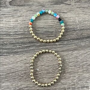 Gold and Multicolor Beaded Bracelet Set